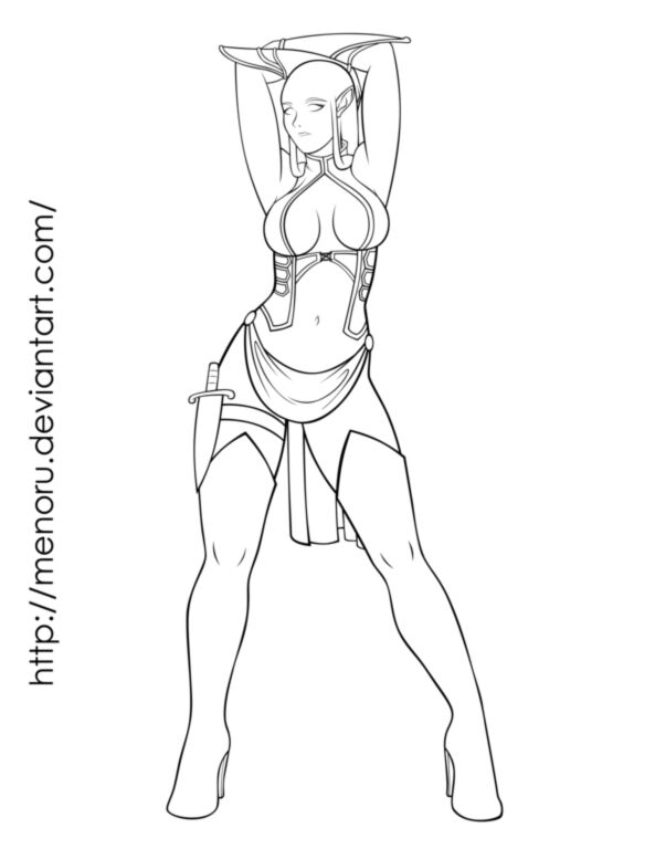 Elf girl Lineart