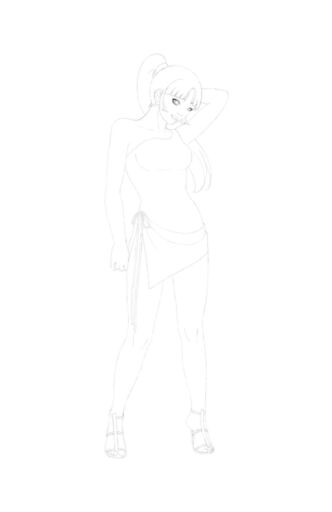 Sango in blue dress (lineart)