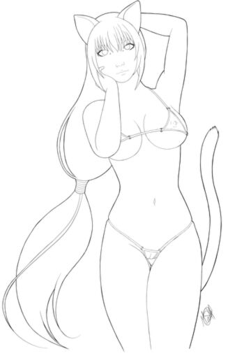 Gatita bajo el sol (lineart)